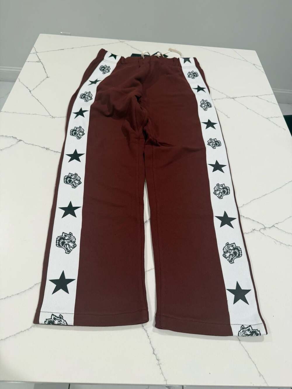 Darc Sport Wolves Maroon Wide Leg Joggers with Side Stripe Star Detail